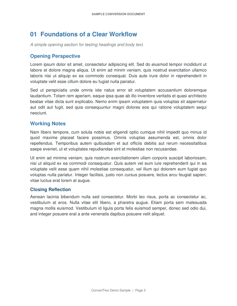Reference rendering of page 2 from the original sample document
